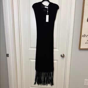 Sage Black wide Knit Maxi dress with detachable liner
